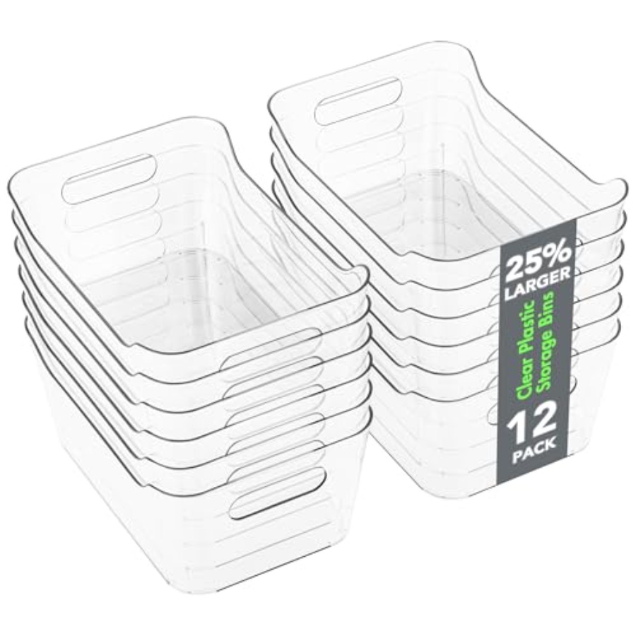 Home Office Kitchen - 202612 Pack Plastic Storage Bins Multi-Use