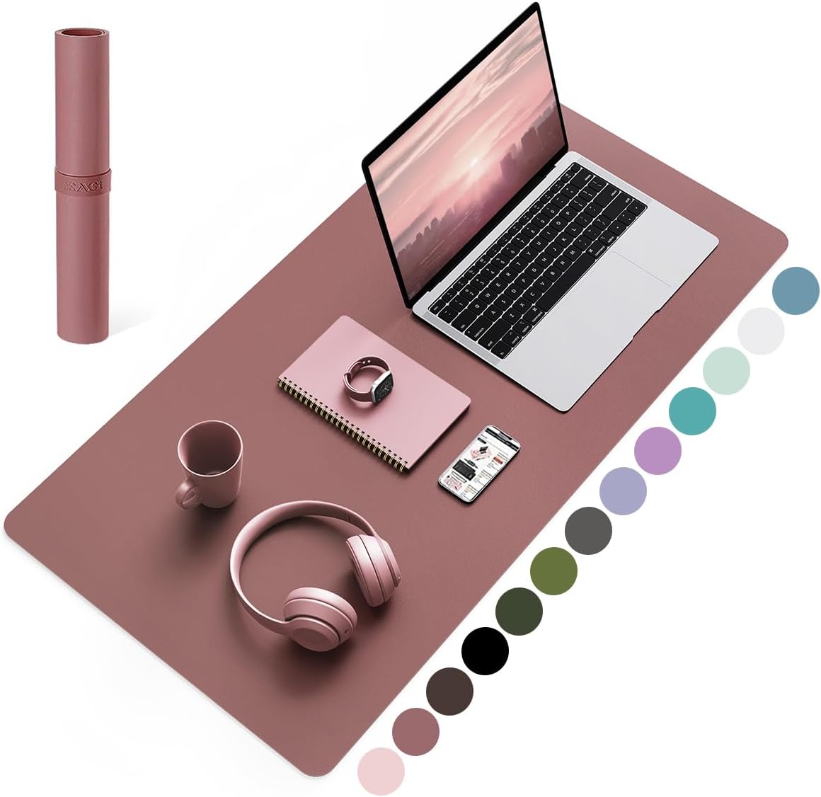 Home Office Keyboard And Mouse - Non-Slip Leather Desk Pad, Waterproof Laptop