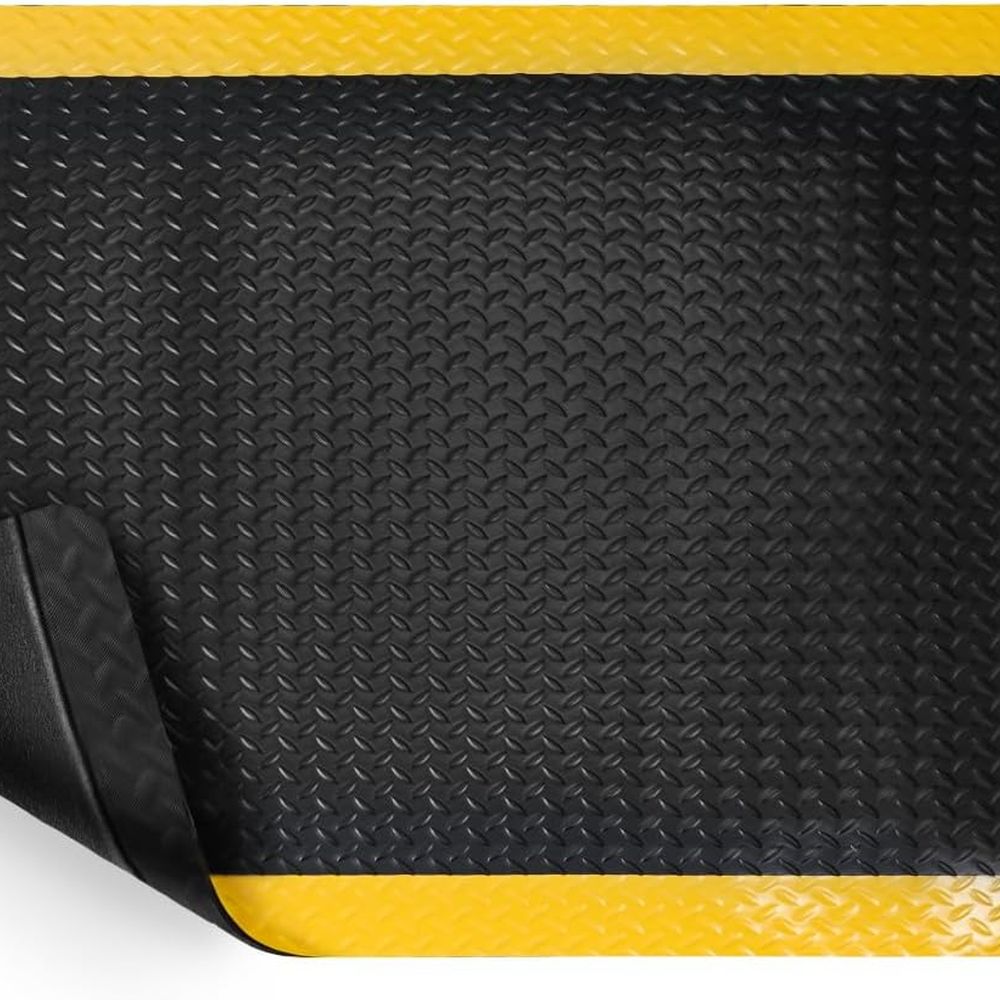 Anti Fatigue Mat - Industrial Anti-Fatigue Mat, Yellow Border, 5ft