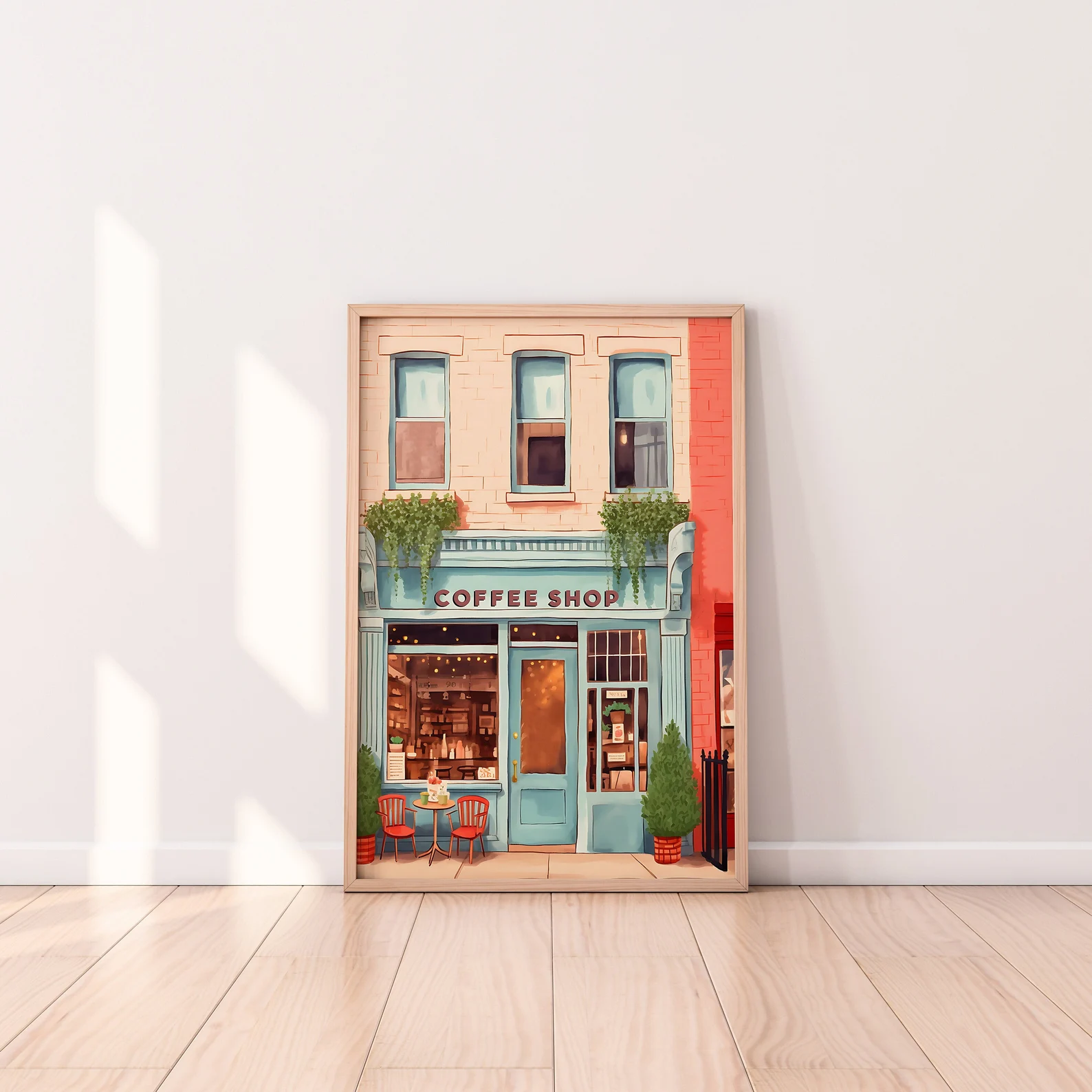 Home Office York - Watercolor New York Coffee Shop Illustration