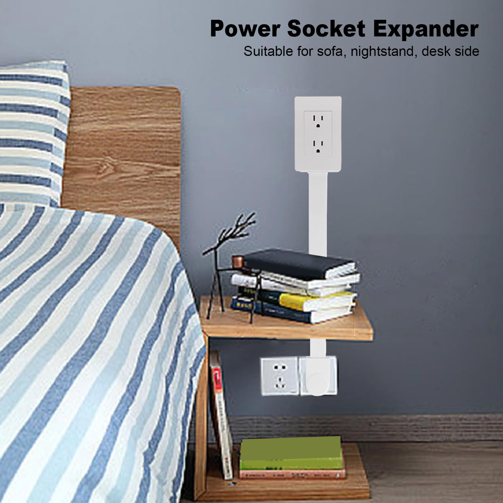 Power Strip Desk - Rotatable Power Strip Flexible Placement Electrical