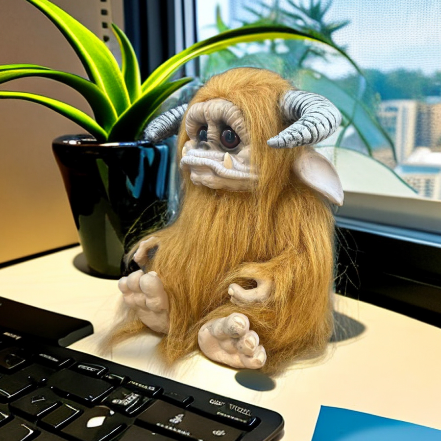 Home Office Setup - 1 PC Brown Furry Large-Mouth Monster