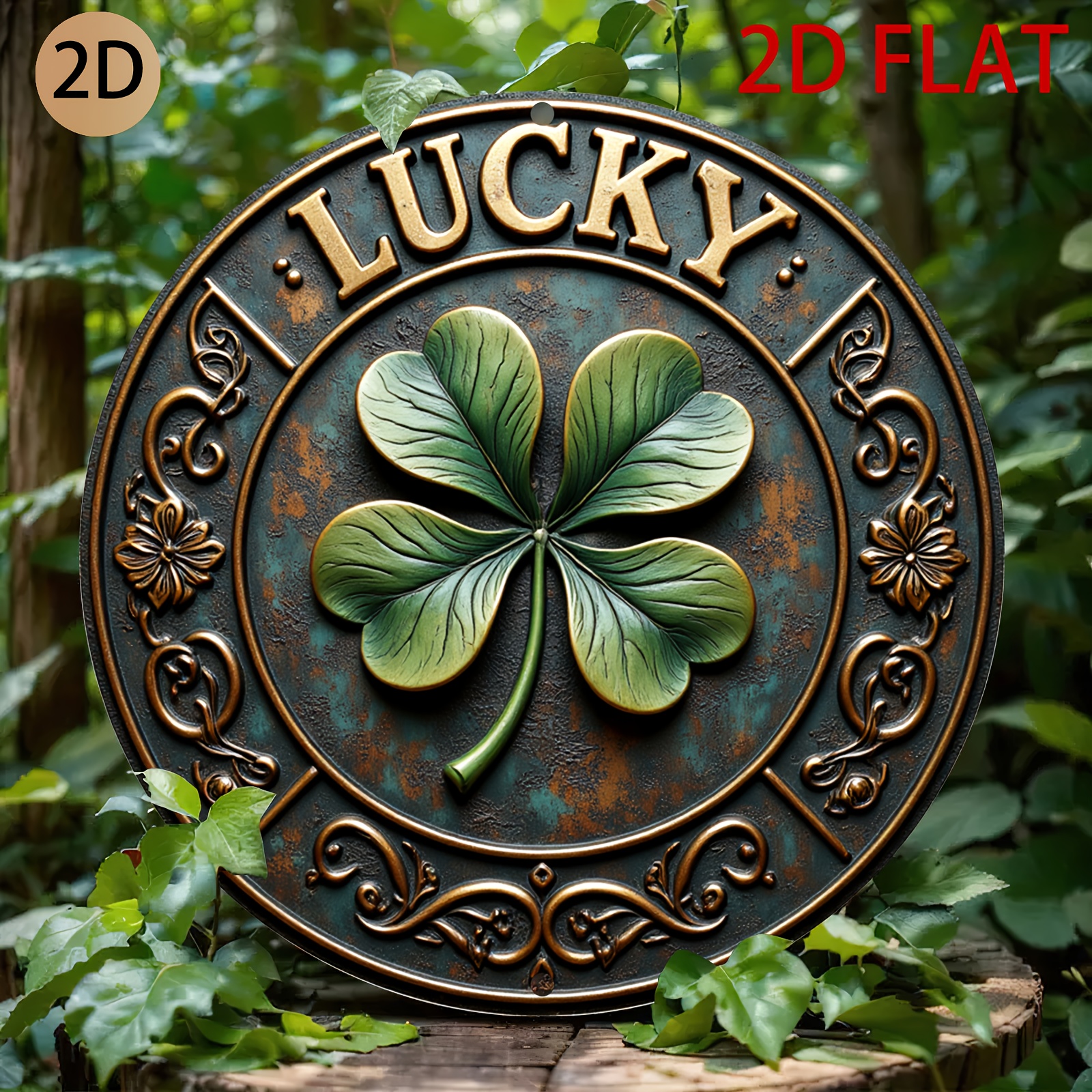 Home Office Logo - Vintage Rustic Metal Lucky Clover Wall