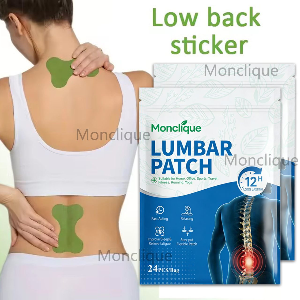 Anti Fatigue Mat - 12/72PCS Lumbar Massage Patch Spine Support