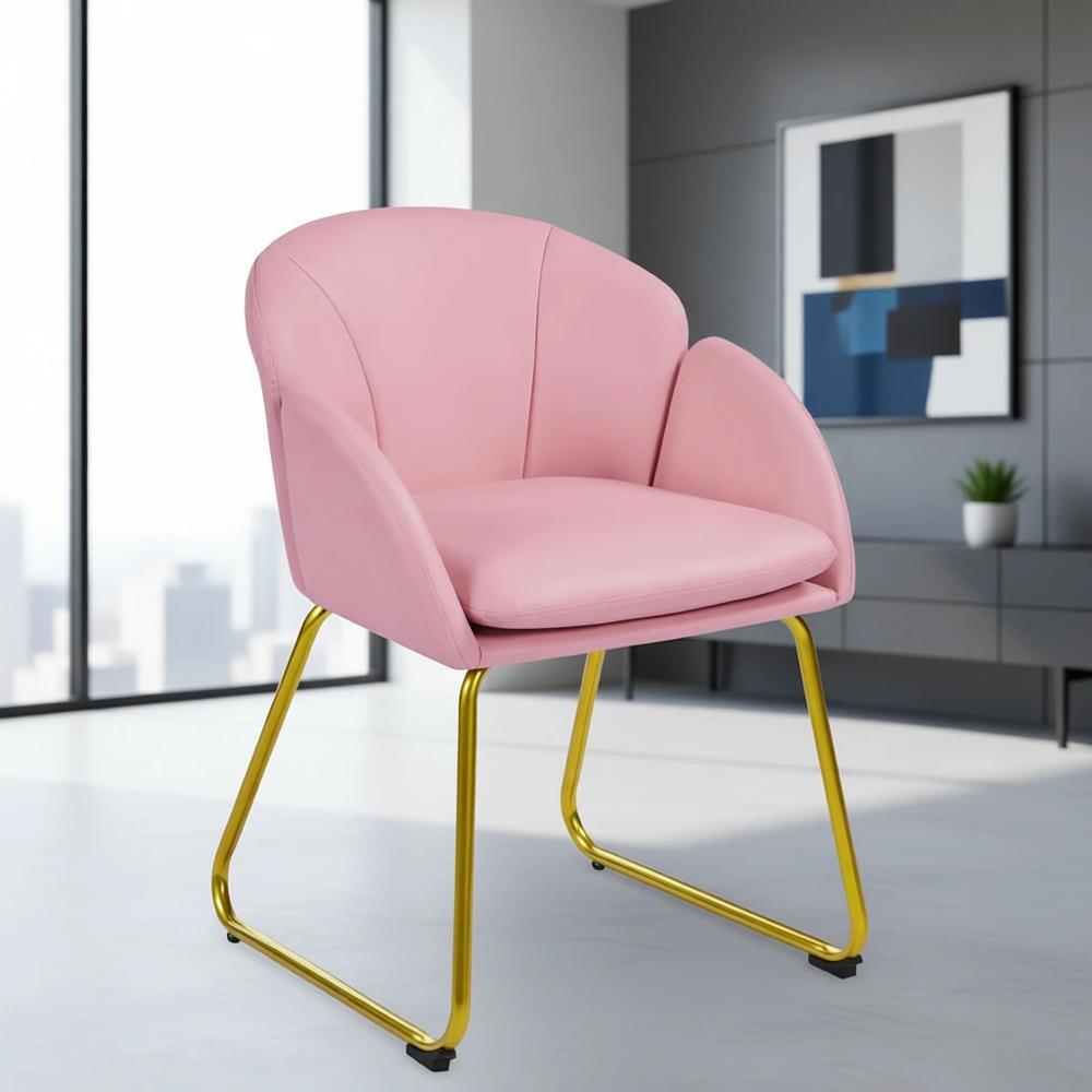 Home Office Kitchen - Pink PU Leather Vanity Chair with