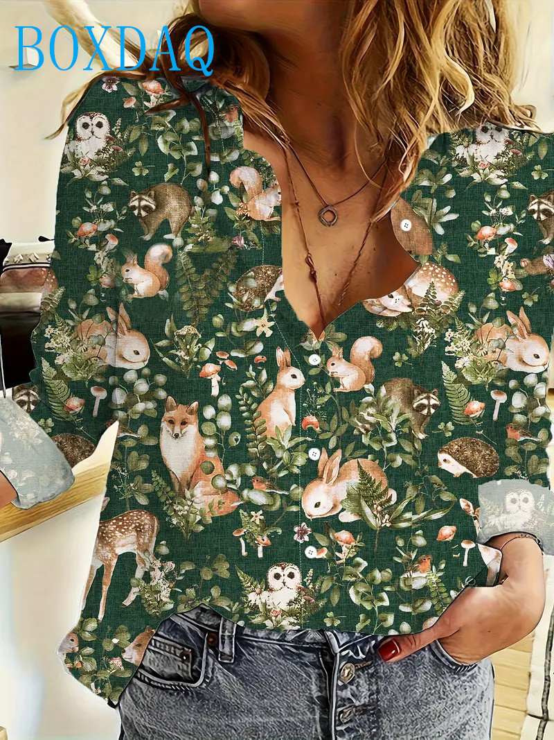 Home Office Word - Women's Fashion Long Sleeve Lapel Shirt