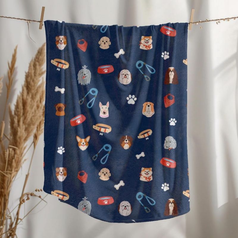 Home Office With Sofa - VIKAMA Dog Print Flannel Blanket Soft