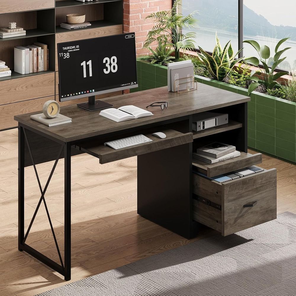 Home Office Industrial Style - 47 Industrial Style Desk with Drawers,