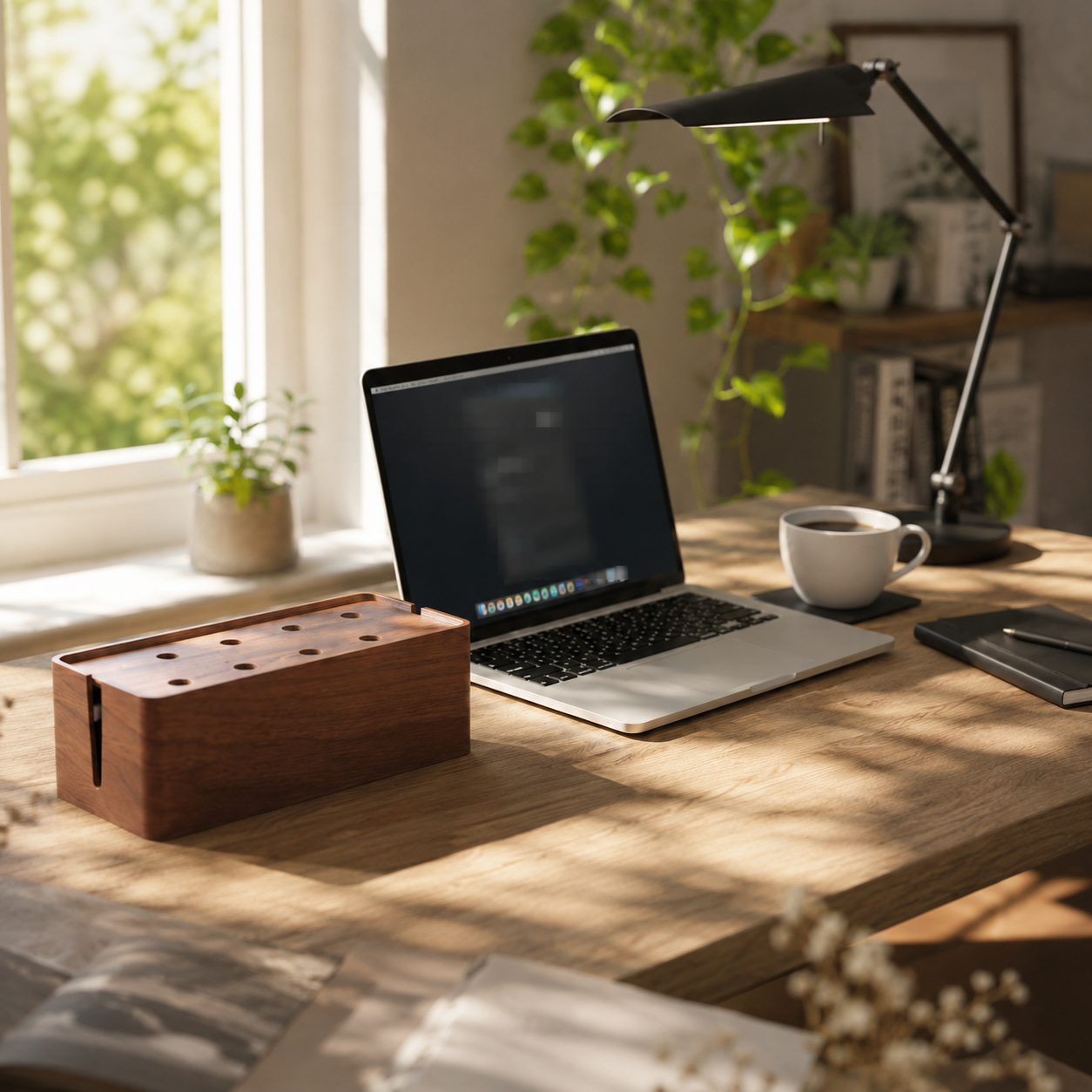 Power Strip Box Walnut Finish  – Power Strip Desk recenzja i cena
