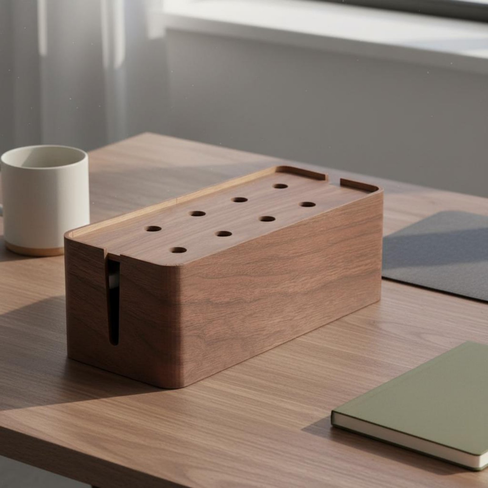 Power Strip Box Walnut Finish  – Power Strip Desk recenzja i cena