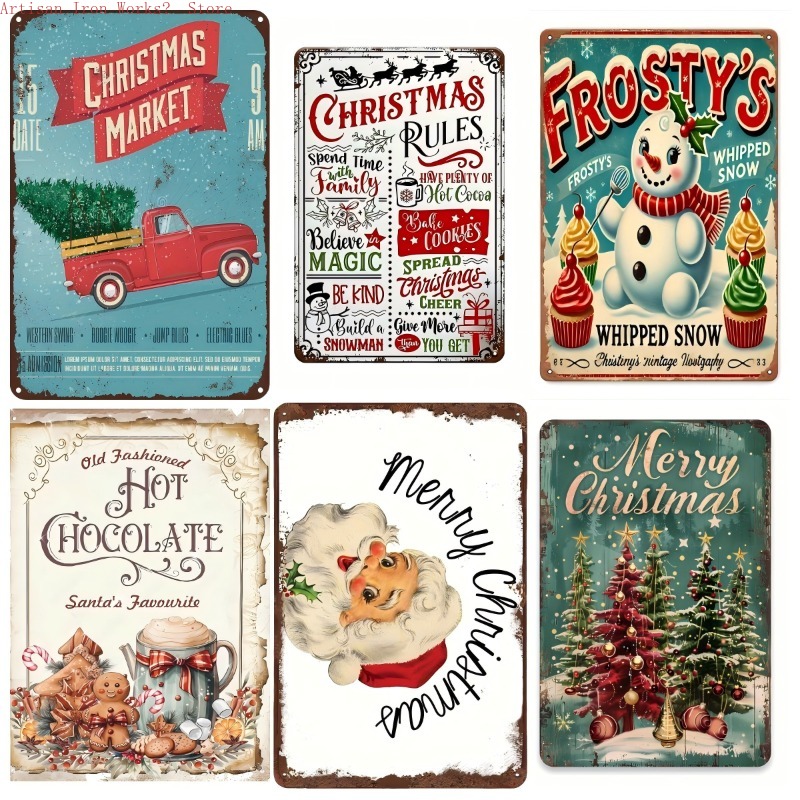 6pcs iron Christmas retro tin  – Home Office Industrial Style recenzja i cena