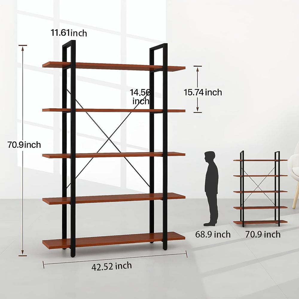 Rustic 6-Foot Tall 5-Tier Wide – Home Office Industrial Style recenzja i cena