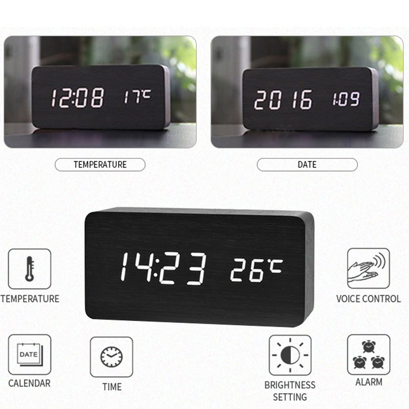 Wooden Digital Alarm Clock, LE – Led Desk Clock recenzja i cena