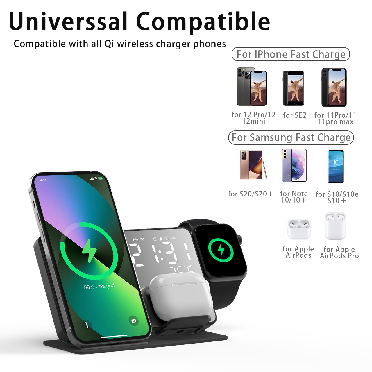 3 in 1 Wireless Charger For iP – Led Desk Clock recenzja i cena