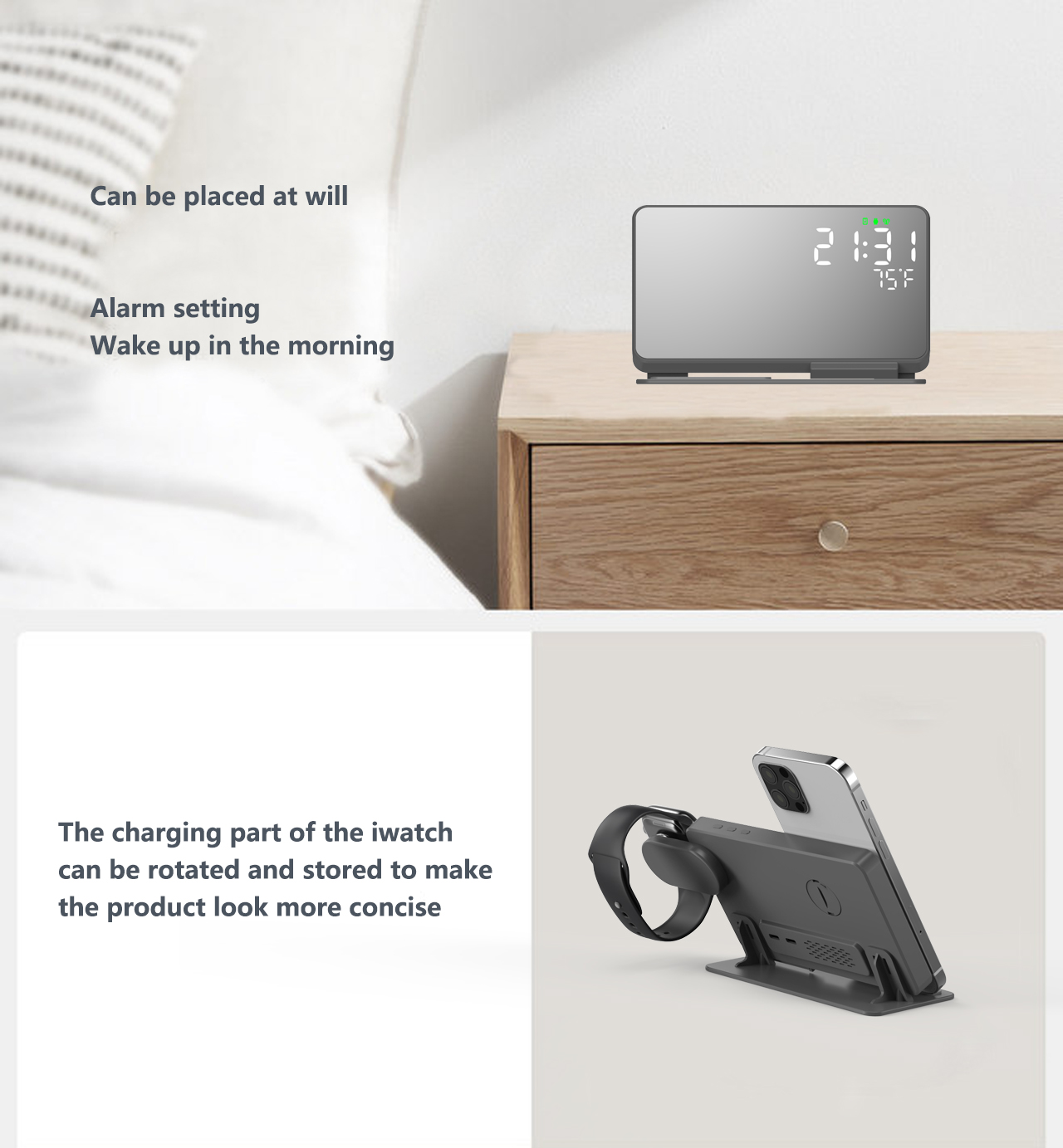 3 in 1 Wireless Charger For iP – Led Desk Clock recenzja i cena