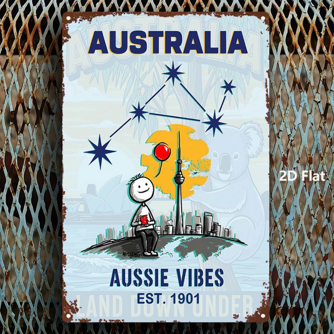 Metal Sign 2D Flat 1pc Austral – Home Office Australia recenzja i cena