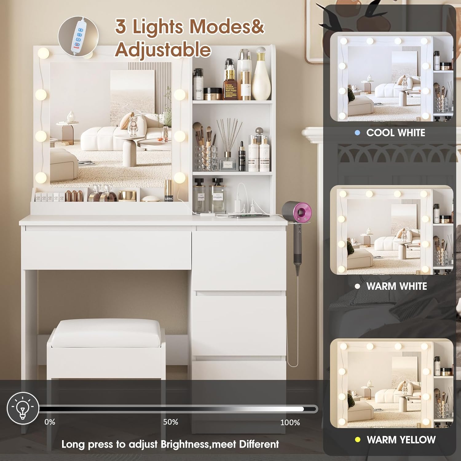 Makeup Vanity Desk Set with Mi – Power Strip Desk recenzja i cena