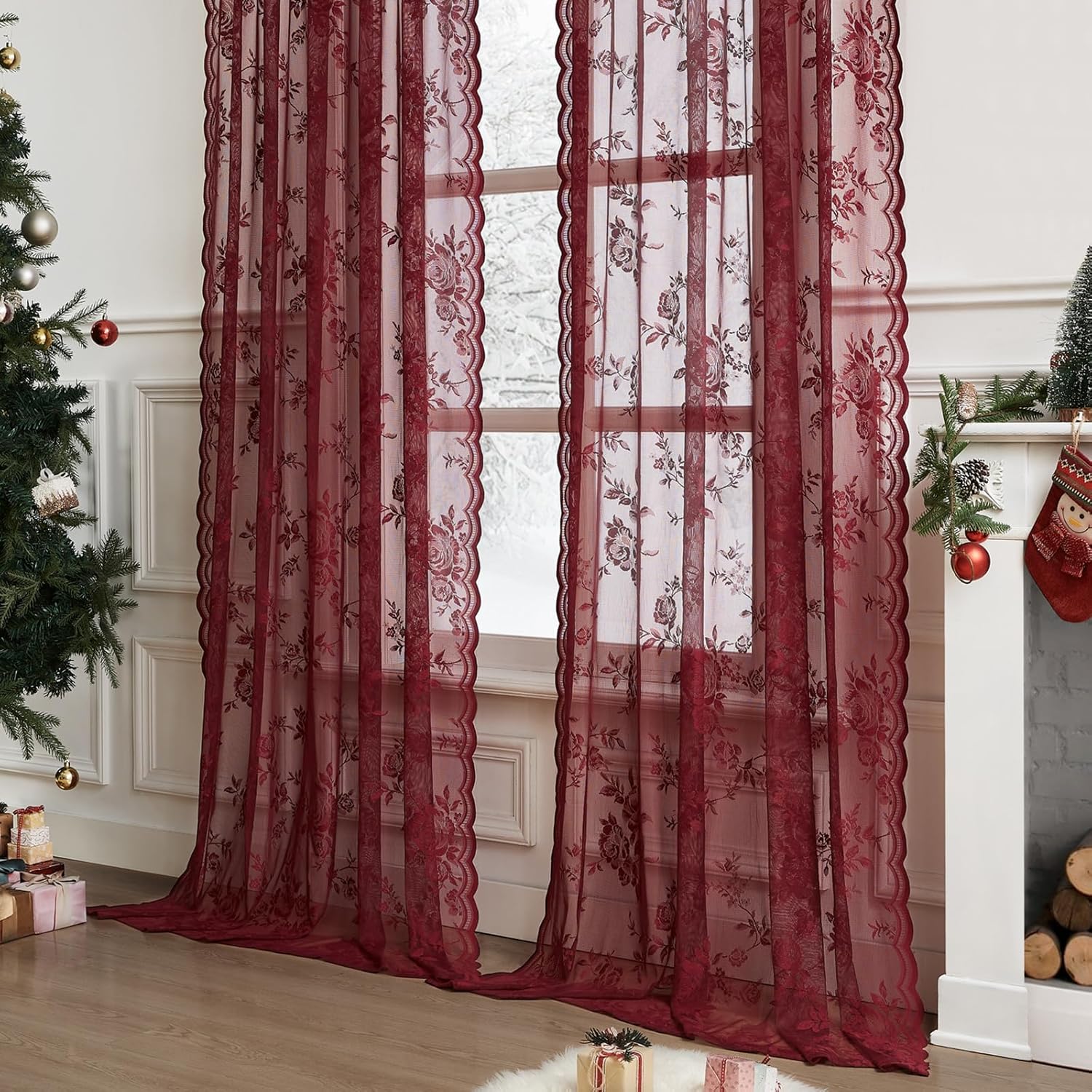 1 pc Burgundy Lace Curtains 45 – Home Office Setup recenzja i cena