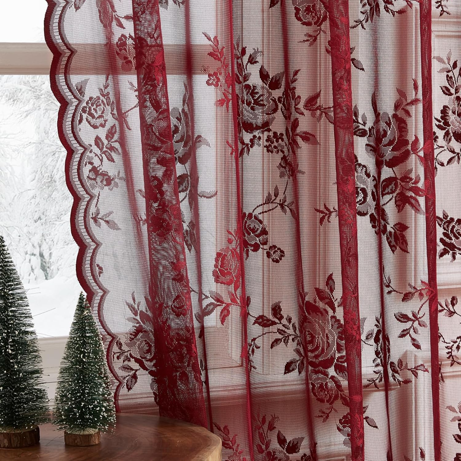 1 pc Burgundy Lace Curtains 45 – Home Office Setup recenzja i cena