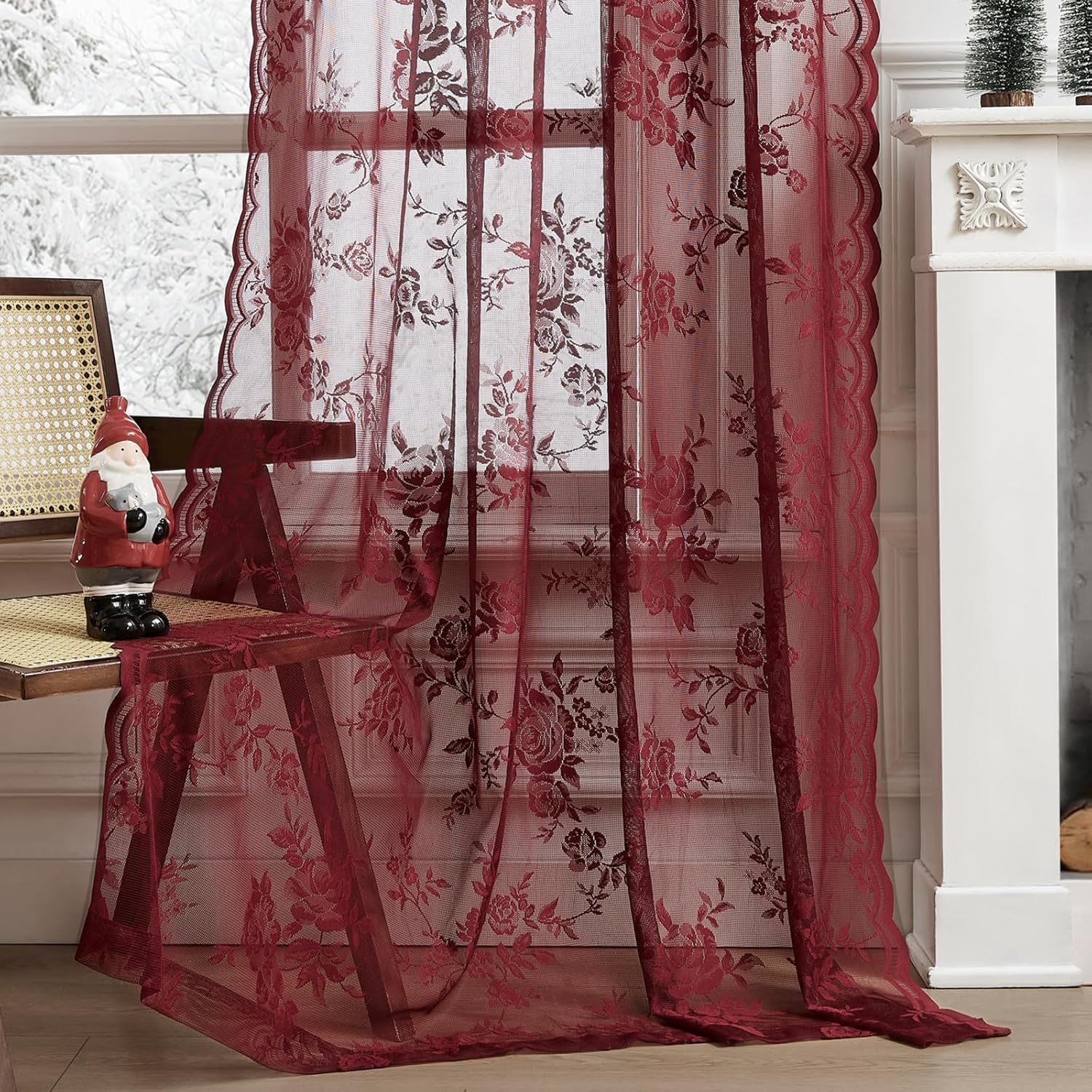 1 pc Burgundy Lace Curtains 45 – Home Office Setup recenzja i cena