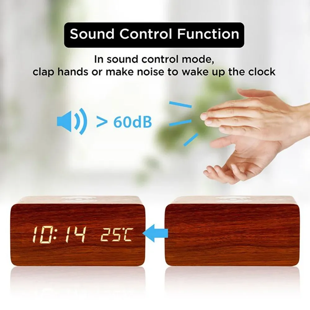 Alarm Clock LED Digital Wooden – Led Desk Clock recenzja i cena
