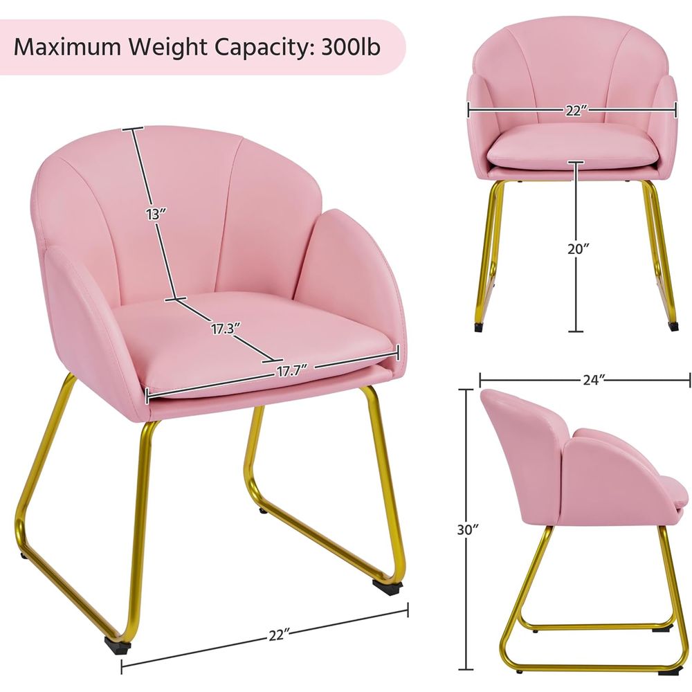 Pink PU Leather Vanity Chair w – Home Office Kitchen recenzja i cena