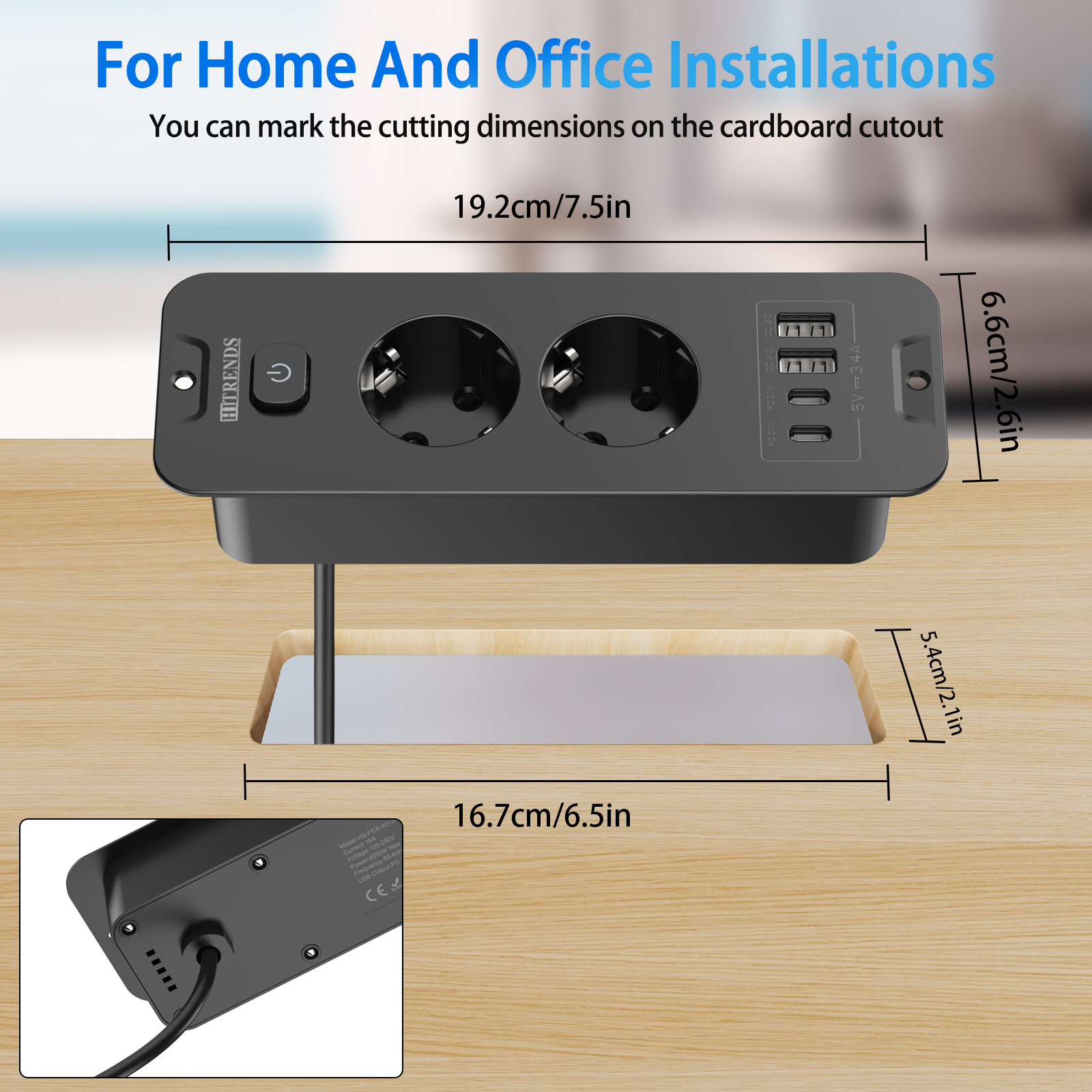 Desktop Built-in Socket with 2 – Power Strip Desk recenzja i cena