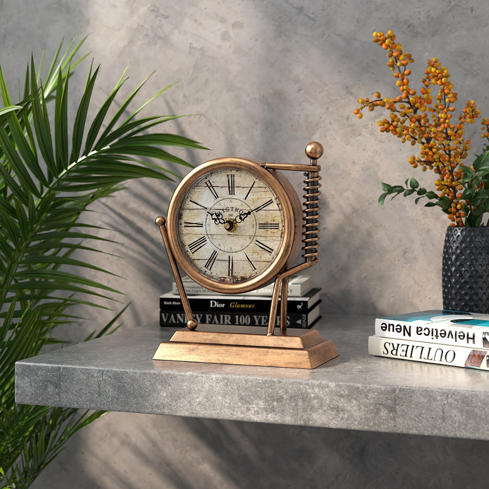 Retro Metal Desk Clock Vintage – Home Office Industrial Style recenzja i cena