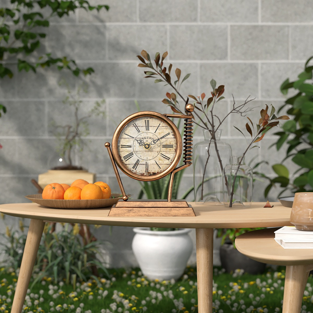 Retro Metal Desk Clock Vintage – Home Office Industrial Style recenzja i cena