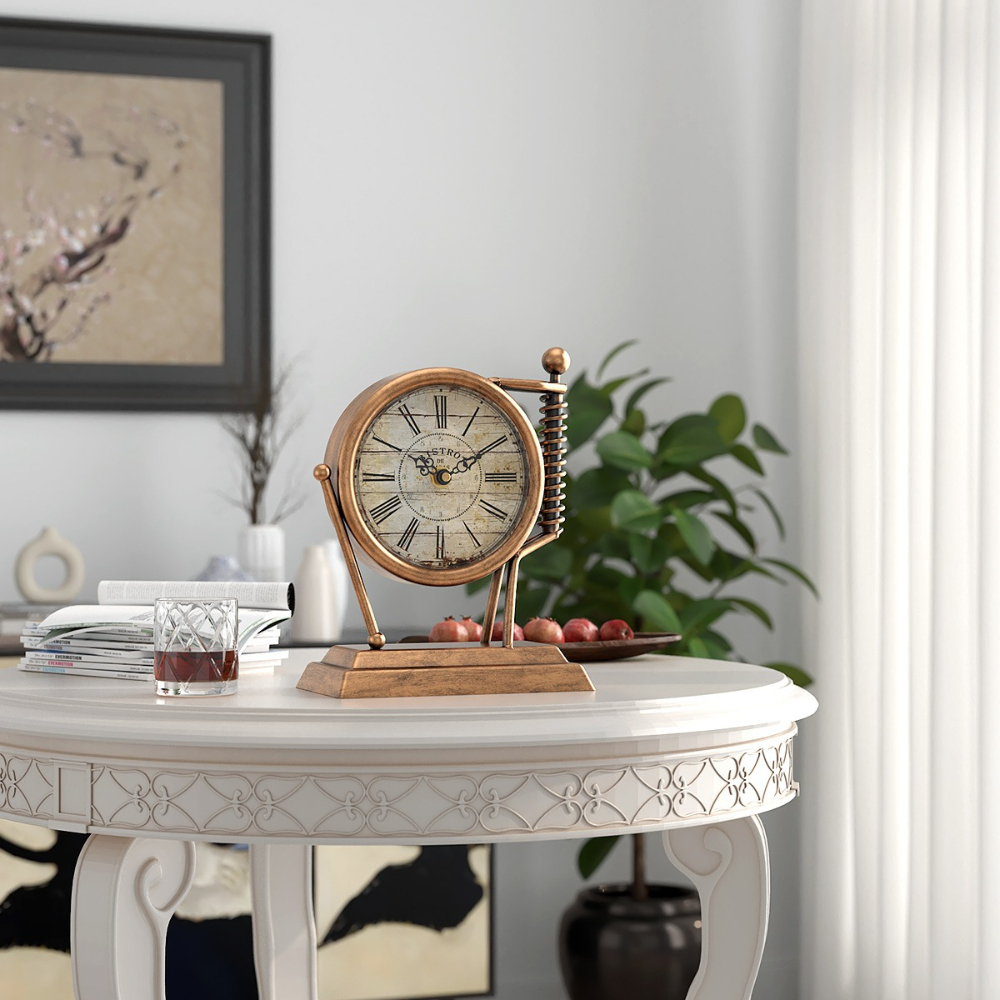 Retro Metal Desk Clock Vintage – Home Office Industrial Style recenzja i cena