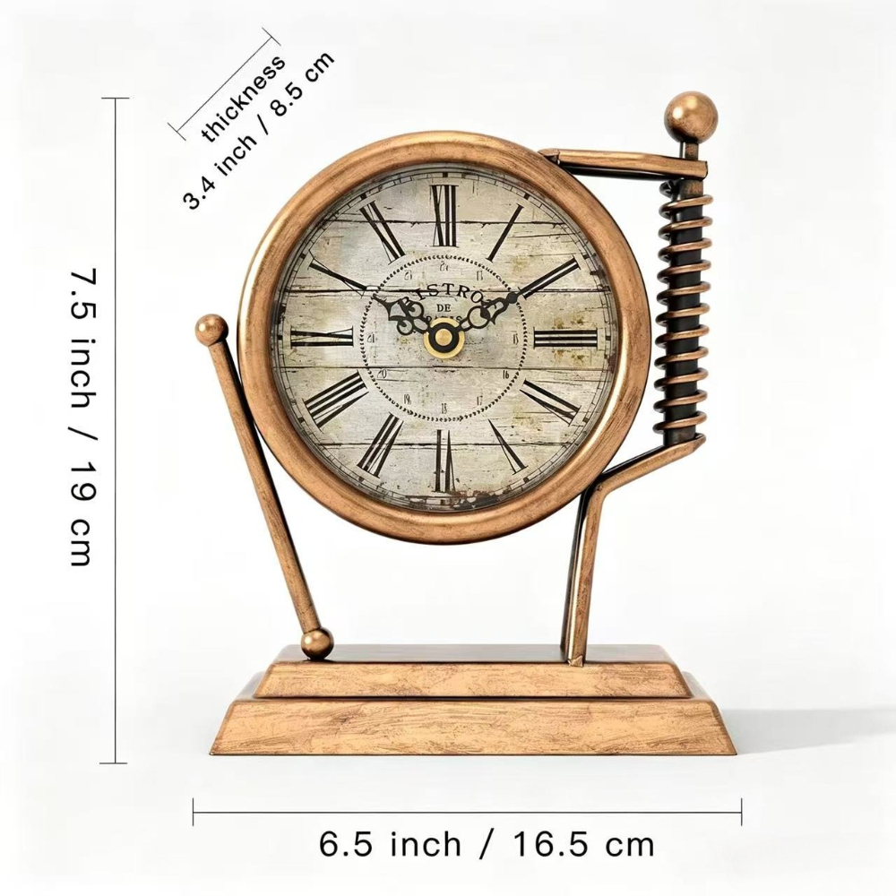 Retro Metal Desk Clock Vintage – Home Office Industrial Style recenzja i cena