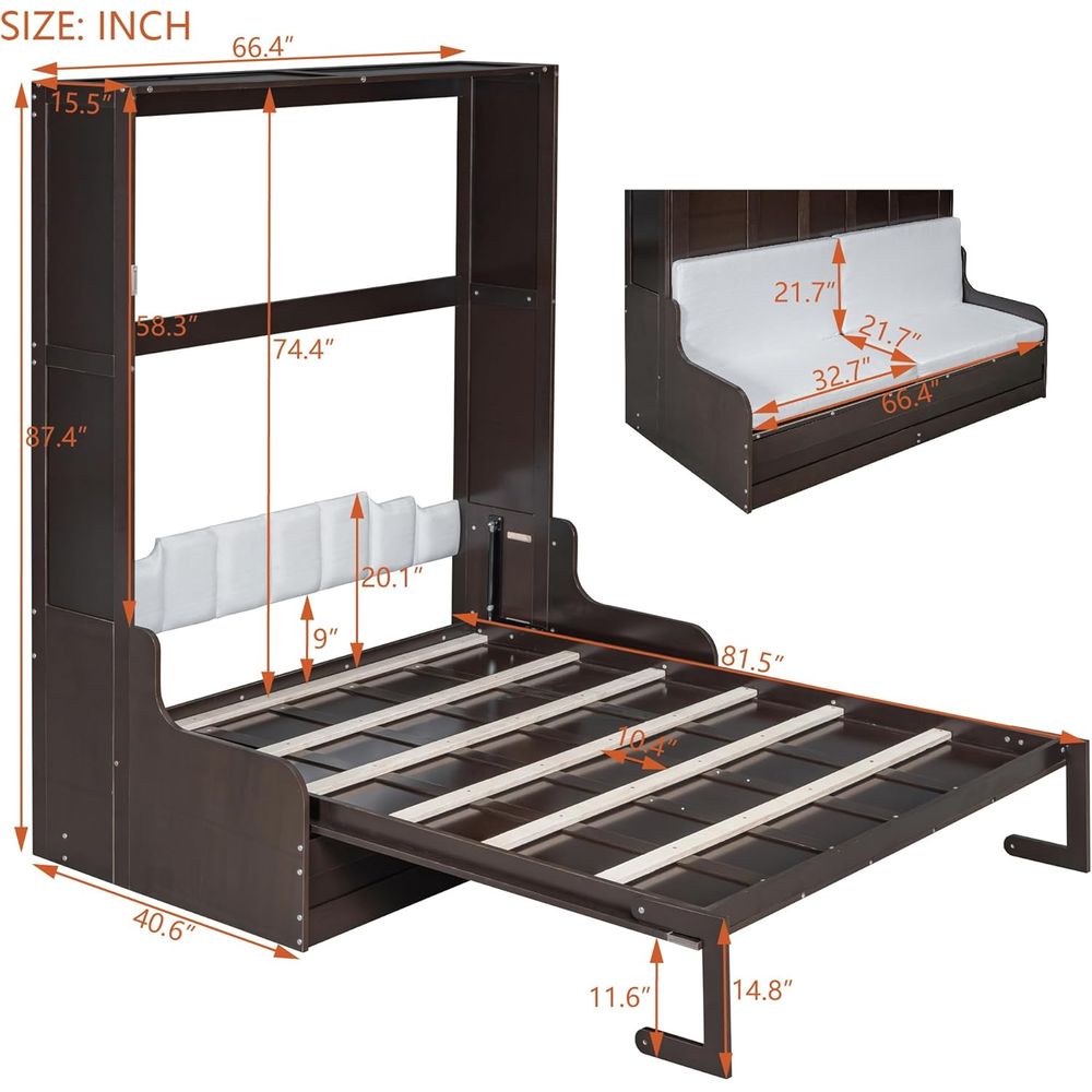 Queen Size Wooden Murphy Bed w – Home Office With Sofa recenzja i cena