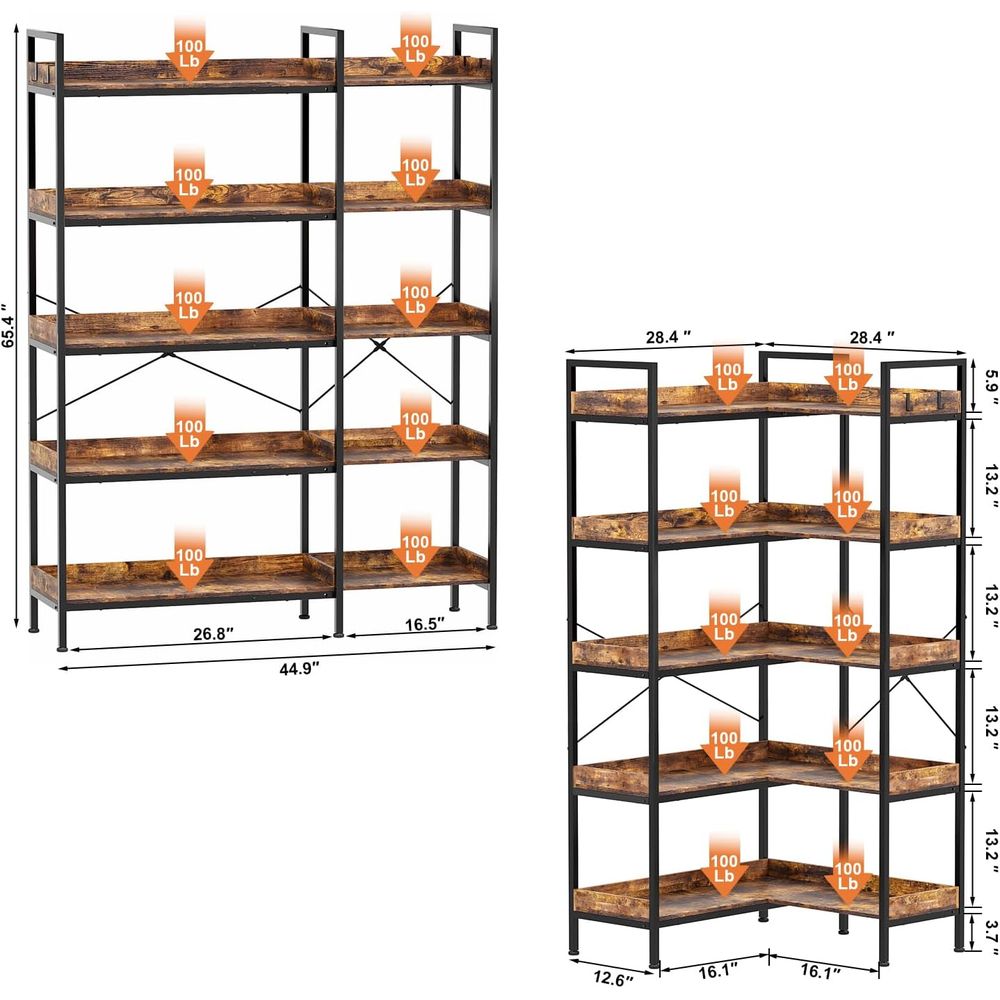 5-Tier L-Shaped Reversible Boo – Home Office Industrial Style recenzja i cena