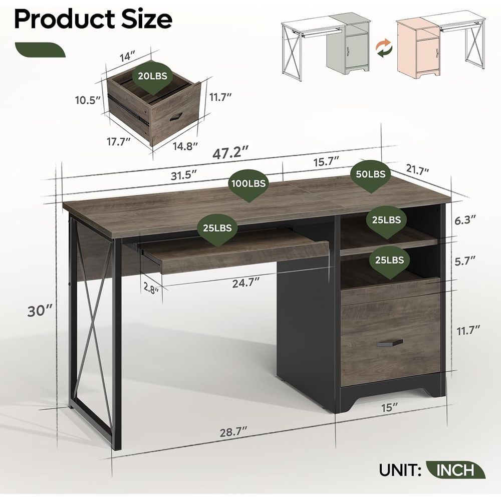 47 Industrial Style Desk with  – Home Office Industrial Style recenzja i cena